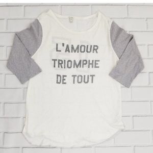 🔥 5 for $25 - Crew Women’s Baseball Tee L'Amour Triomphe De Tout Linen Top